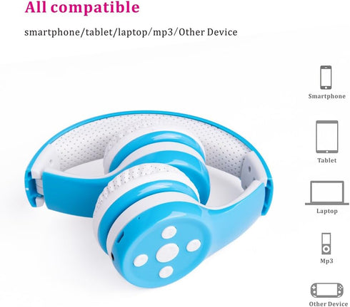 Kids Wireless Headphones, Bluetooth 5.0, 15 Hours Play, 93db Volume Limited with Built-in Mic for School