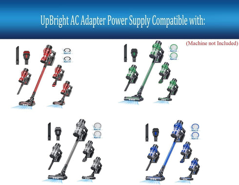 UpBright 26V AC/DC Adapter Compatible with FirstLove E17 WE17 21.6V 22.2V 2200mAh Li-ion Battery 200W 25Kpa Cordless Stick Vacuum Cleaner Csec CS13A265050FUF 26.5V 0.5A 650mA Power Supply Cord Charger