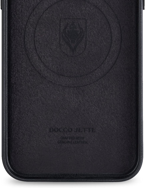 iPhone 15 Pro Max Leather Case, Genuine Leather with Built-in Magnets for Wireless Charging - Midnight