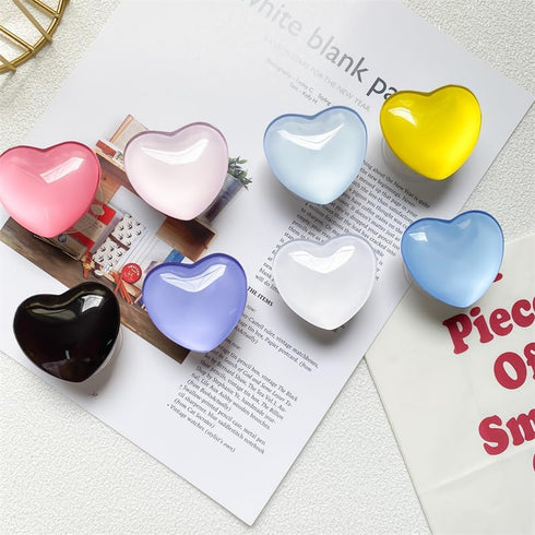 Pink Heart Phone Holder Stand Griptok, Cute Glass, Crystal, Resin, ABS, Acrylic, Epoxy