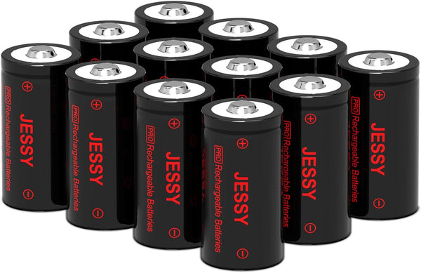 JESSY 12 Pack CR123A Lithium Rechargeable Batteries, 3.7V for Arlo Wireless Cameras and Flashlight