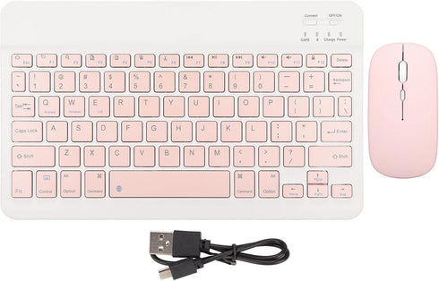 Wireless Keyboard and Mouse Combo, Cute Bluetooth Keyboard with Silent Mouse, 2.4G USB Slim Set for Windows/iOS/Android
