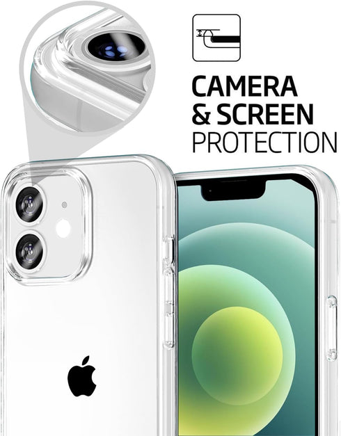 TENOC Phone Case for iPhone 12 & 12 Pro - Clear Shockproof Protective Bumper Slim Cover for 6.1 Inch