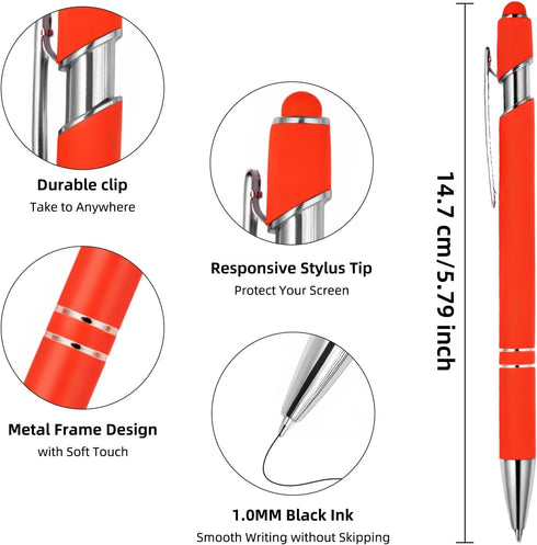 MorPionk 8 Pack 2-in-1 1.0 mm Ballpoint Pen Stylus Retractable Metal Stylus Pens for Touch Screens with Stylus tip