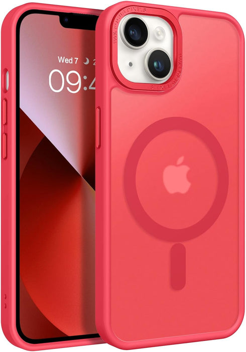 BENTOBEN iPhone 13/14 Case - Slim Shockproof Translucent Matte, Red, Compatible with MagSafe, 6.1" Protective Cover.