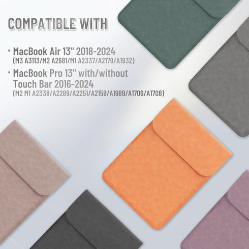 Allinside 13" Laptop Sleeve Compatible with MacBook Air 13 2018-2024 / MacBook Pro 13 2016-2024, Synthetic Leather, Gray
