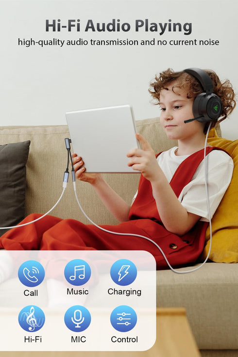 MTAKYI iPhone 15 Headphone Adapter, 2 in 1 USB C to 3.5mm Headphone and Charger Adapter HiFi DAC