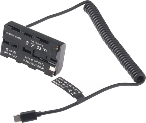FocusFoto NP-F550 Dummy NP-F970 NP-F570 NP-F750 NP-F770 F960 F530 F330 USB-C to Battery Adapter Cable for Sony to Power