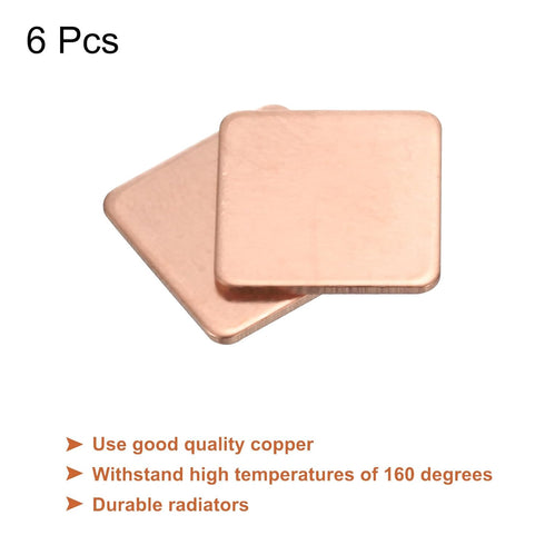 MECCANIXITY 15mm x 15mm x 1mm Copper Pad Shim Heatsink, Thermal Conductive Heat Sink for Electronic Chip Cooling, Pack