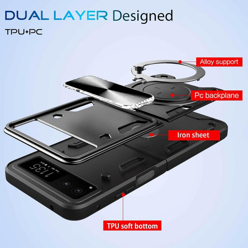 for Motorola razr 2023 Case/Moto Razr 2023 Case,Metal Ring Holder Stand Cover for Women Men,Razr 2023 Case Camera Protector,Full Protection Shockproof for Motorola Razr 2023 (Black)
