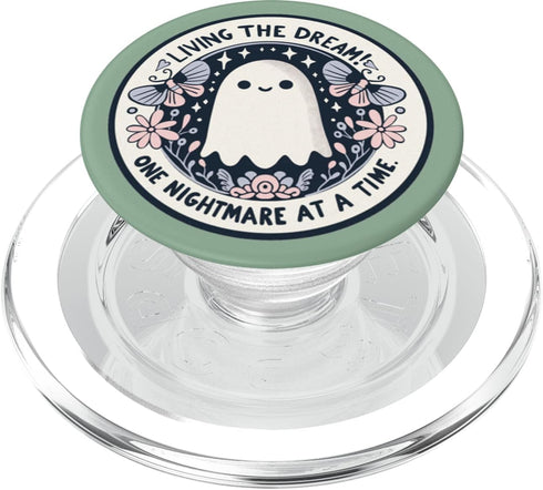 Bookish Book Lover Librarian Phone Popper Spooky Ghost Dark Humor Living the Dream Bookish Reading PopSockets PopGrip for