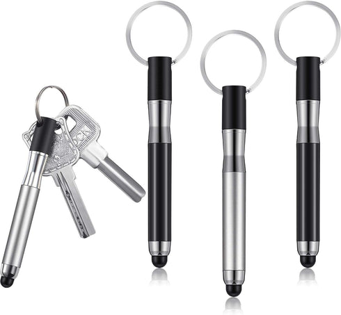 Outus 4 Pieces Mini Stylus Pen with Keyring Loop, 3-in-1 Accessory Bullet Capacitive Keychain Stylus Tablet Pen