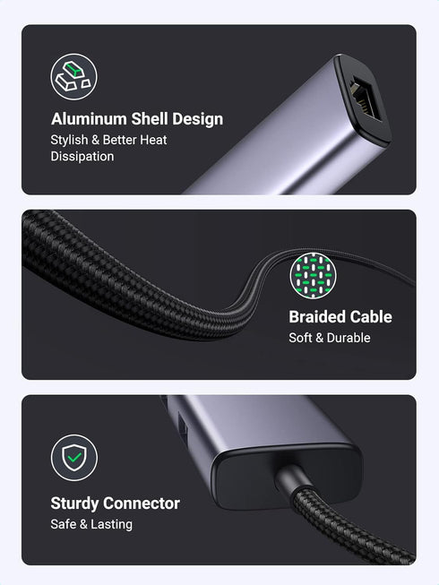 UGREEN 4 in 1 USB C to Ethernet Adapter Hub with 3 USB 3.0 Ports, Gigabit RJ45, Thunderbolt (3/4) for MacBook Pro/Air,