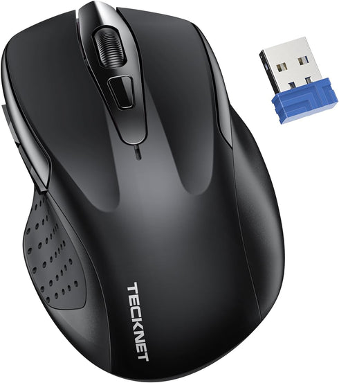 TECKNET Wireless Silent Mouse, Quiet Click, 2.4G Optical Mouse, 4000 DPI, for Laptop, Chromebook, Black