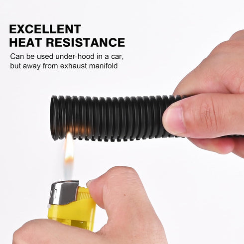CrocSee 10ft Flame Retardant Split Wire Loom Tubing, 1 inch, Flexible Wire Covers, Black