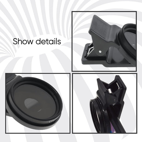 37mm CPL Polarizing Lens Filter, Portable Polarizer for Camera Lens, Mobile Phone Clip Designed