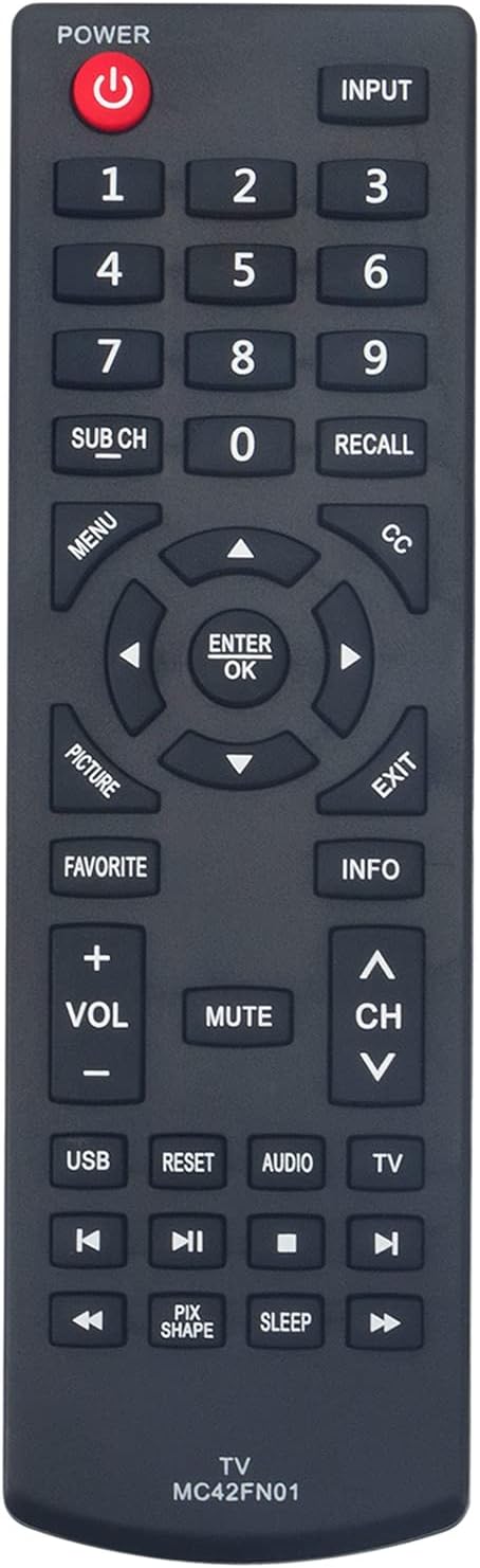 MC42FN01 Replacement Remote Control for Sanyo TV LED LCD HDTV Models FW24E05F, FW32D25T, FW48D25T, FW42D25T, FW65D25T