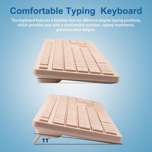 Wireless Keyboard and Mouse Combo - Quiet 2.4G Full-Size Keyboard & Ergonomic Mouse for Windows, Mac Desktop/Laptop,