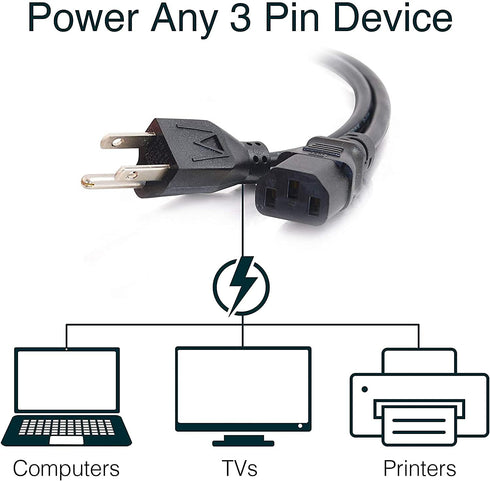 C2G 15FT Replacement AC Power Cord, Shielded Power Cable for Electronics, TV, Computer & More (09482)