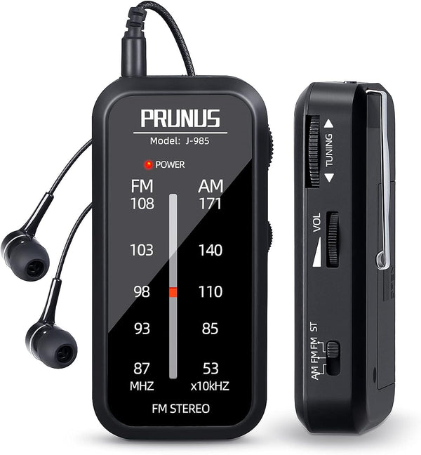 Pocket Radio Mini AM FM Stereo, Portable Battery Operated Radio with Headphones and Back Clip