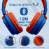 Kids Bluetooth Headphones - Wireless Over Ear, Volume Limited 85/110dB, Foldable, AUX 3.5mm Mic, Blue for Travel &