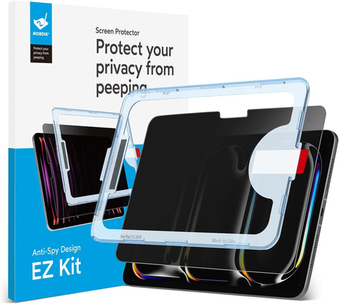 MOBDIK Privacy Screen Protector for iPad Pro 11 Inch 2024 M4, Anti Spy, 9H Tempered Glass, EZ Kit 1 Pack