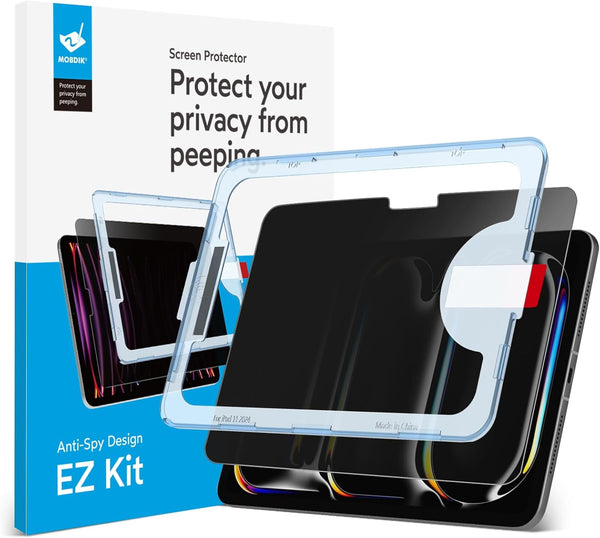 MOBDIK Privacy Screen Protector for iPad Pro 11 Inch 2024 M4, Anti Spy, 9H Tempered Glass, EZ Kit 1 Pack