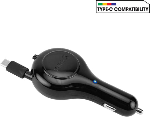 Cellet USB-C Retractable Car Charger, Fast Charger for iPhone 15, Samsung Galaxy, LG, and More