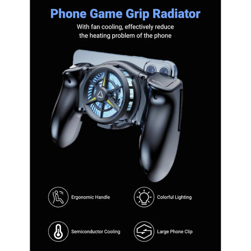 ciciglow Phone Game Grip, Semiconductor, Adjustable Mobile Controller Handle Holder with Colorful Light Effect, Fan