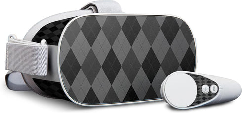 MightySkins Skin Compatible with Oculus Go Mobile VR - Black Argyle | Protective, Durable, and Unique Vinyl Decal wrap Cover | Easy to Apply, Remove, and Change Styles | Made in The USA