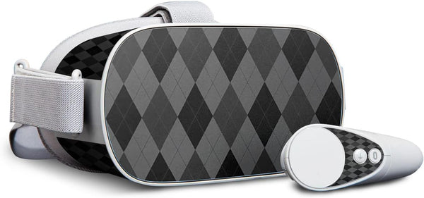 MightySkins Skin Compatible with Oculus Go Mobile VR - Black Argyle | Protective, Durable, and Unique Vinyl Decal wrap Cover | Easy to Apply, Remove, and Change Styles | Made in The USA