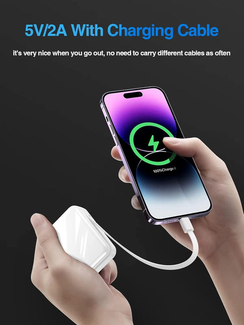 20000mAh Portable Power Bank Charger Battery Pack with Built-in USB-C and iOS Cables for iPhone, Samsung