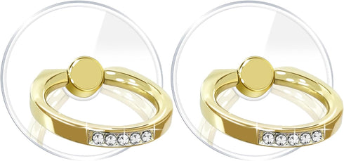 Clear Gold Phone Holder Ring Grips, Transparent Finger Ring Stand for iPhone Samsung Galaxy, 5-Crystal