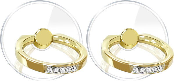 Clear Gold Phone Holder Ring Grips, Transparent Finger Ring Stand for iPhone Samsung Galaxy, 5-Crystal