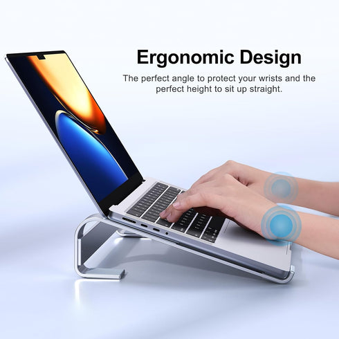 Laptop Stand for Desk, Aluminum Laptop Riser, Ergonomic Computer Stand for Laptop, Laptop Cooling Stand Compatible with for MacBook Pro/Air, Dell, HP, Lenovo, 10-17.3'' (Silver)