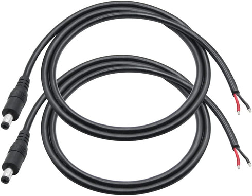 Maixbomr 12V DC Power Pigtails Cable,1m/3.3ft DC 5.5mm x 2.1mm Male Plug to