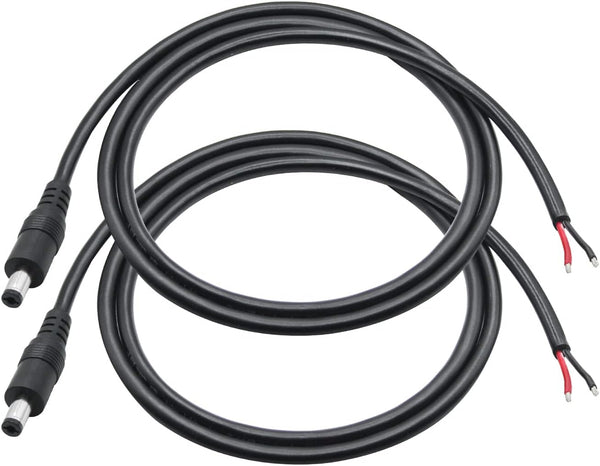 Maixbomr 12V DC Power Pigtails Cable,1m/3.3ft DC 5.5mm x 2.1mm Male Plug to