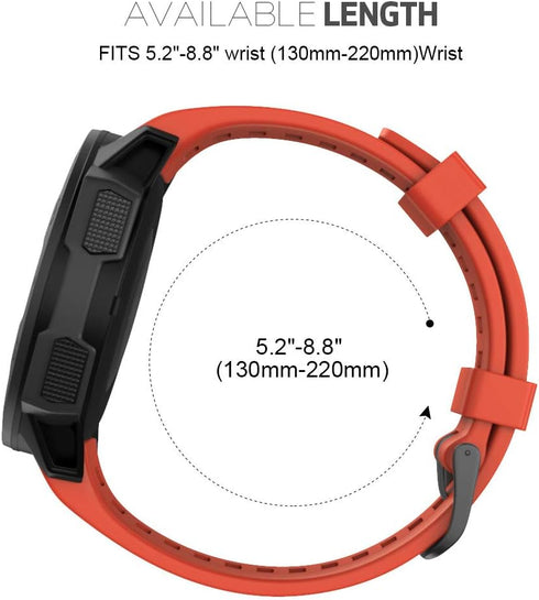 NotoCity Soft Silicone Replacement Watch Strap for Garmin Instinct 2/Solar/Tactical (Flame Red)