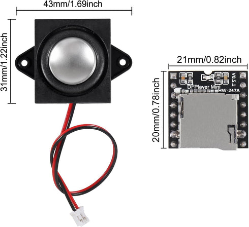 Diitao 2pcs 3 4 JST-PH2.0mm 2 MP3 W Ohm Mini Speaker Micro Speaker pin Interface with Mini Player Module