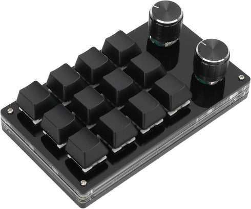 Focket One Handed Programmable Mechanical Keyboard, 12 Key Macro Keyboard with Knob, USB Plug and Play