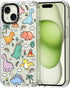 MOSNOVO iPhone 15 Case - Clear TPU Bumper, Shockproof, 6.6 ft Drop Impact, Anti Peel Off, Cute Dinosaur Design, 6.1"