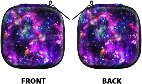 WIRESTER Portable Wireless Headphone Case, Earphone Storage Bag Carrying Case, Earbud Holder with Black Carabiner Compatible with Apple Airpods - Purple Nebula Galaxy