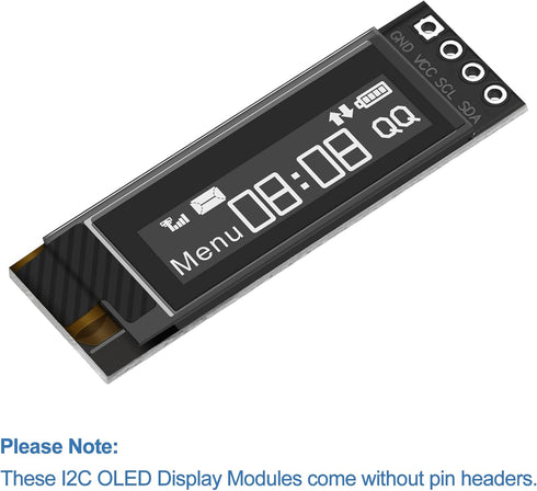 MakerFocus 2pcs 0.91 Inch I2C 128 32 SSD1306 Pi/ESP32 IIC OLED Display Module x Pixel Driver Self-Luminous Display