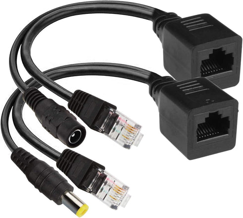 Passive PoE Injector and Splitter Kit with 5.5x2.1 mm DC Connector, RJ45 Power Over Ethernet