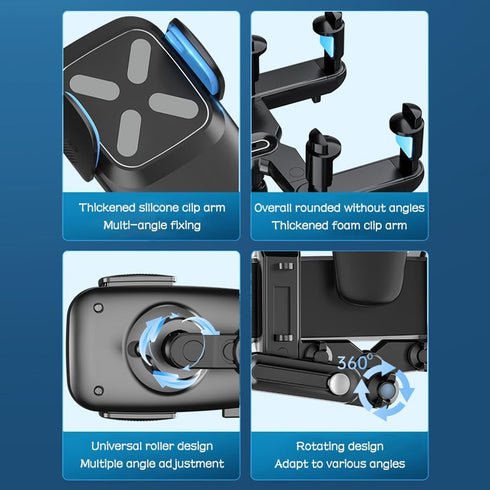 Rear View Mirror Phone Holder, 360° Rotatable + Retractable Universal Multifunctional Phone Mount for All Cars