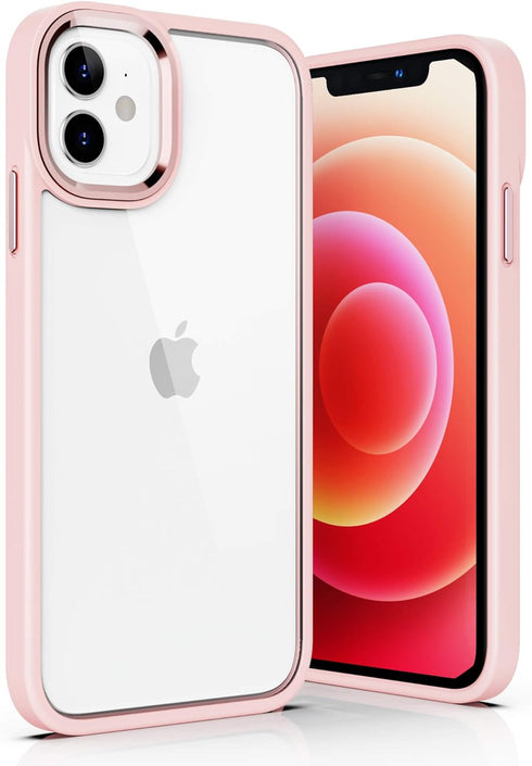 ULAK iPhone 12 Case (Baby Pink) - Clear Transparent Bling Soft TPU Shockproof Protective Cover for iPhone 12 & Pro