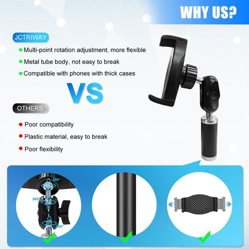 JCTRIWAY Tripod Phone Mount, Universal Phone Holder for Tripod, Cell Phone Tripod Mount Adapter Multi Angle Adjustment