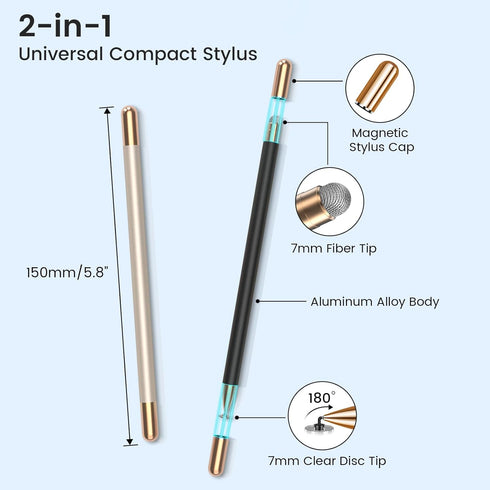 Mixoo 2 2-in-1 Universal Stylus Pen for Touchscreen iPhone iPad Android Tablet Apple Kindle Switch Chromebook Galaxy