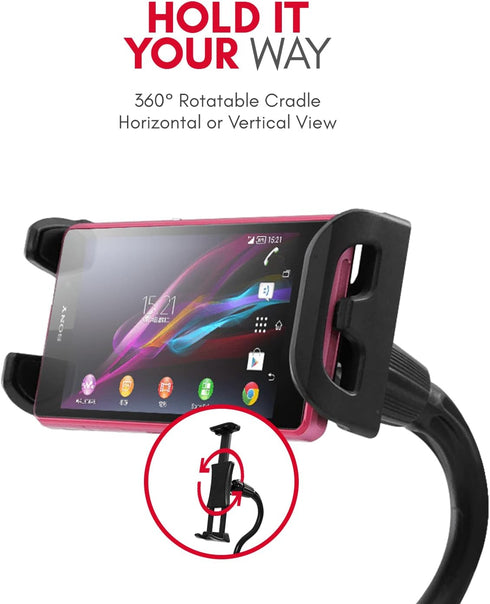 Macally Adjustable Gooseneck Tablet Holder & Phone Clip for Phones & Tablets up to 8” - Black Clip On Clamp