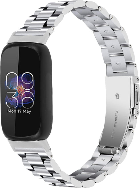 FitTurn Classic Durable Solid Link Metal Watch Band Replacement for Fitbit Inspire 3 - Stainless Steel Accessory
